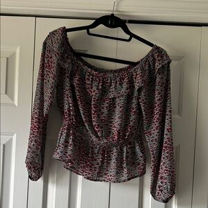 Wild Honey Red and Gray Patterned Blouse